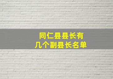 同仁县县长有几个副县长名单