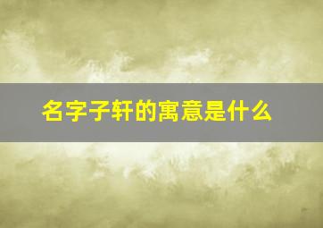 名字子轩的寓意是什么