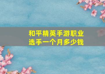 和平精英手游职业选手一个月多少钱