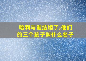 哈利与谁结婚了,他们的三个孩子叫什么名子