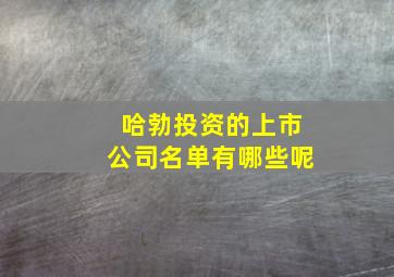 哈勃投资的上市公司名单有哪些呢