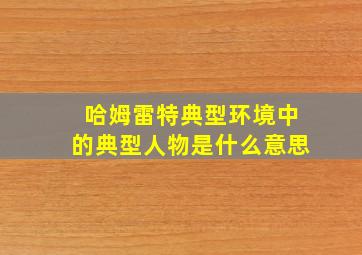 哈姆雷特典型环境中的典型人物是什么意思