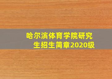 哈尔滨体育学院研究生招生简章2020级