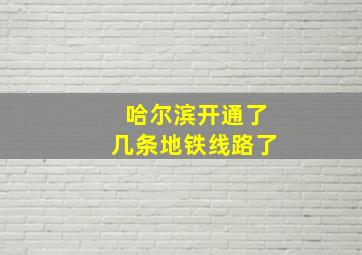 哈尔滨开通了几条地铁线路了