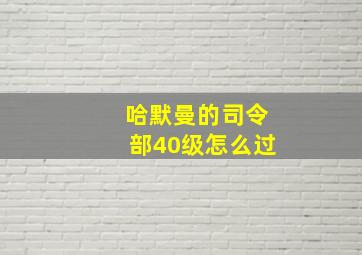 哈默曼的司令部40级怎么过