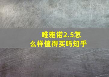 唯雅诺2.5怎么样值得买吗知乎