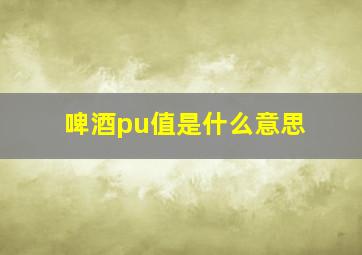 啤酒pu值是什么意思