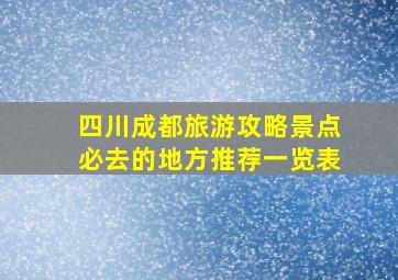 四川成都旅游攻略景点必去的地方推荐一览表