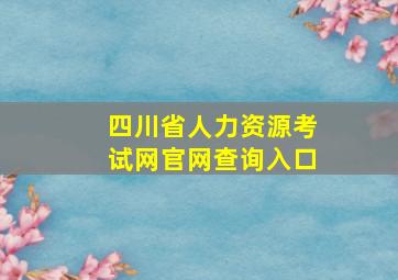 四川省人力资源考试网官网查询入口