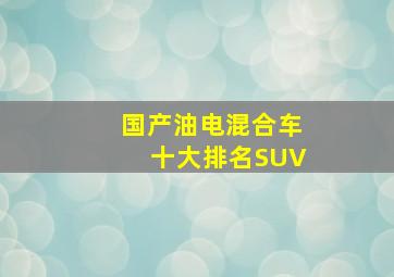 国产油电混合车十大排名SUV