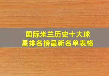 国际米兰历史十大球星排名榜最新名单表格