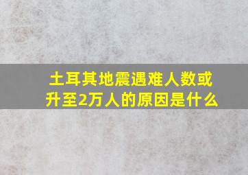 土耳其地震遇难人数或升至2万人的原因是什么