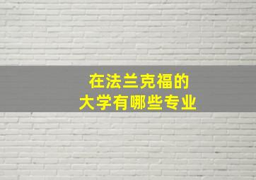 在法兰克福的大学有哪些专业