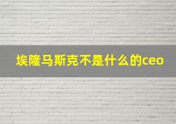 埃隆马斯克不是什么的ceo