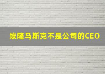 埃隆马斯克不是公司的CEO