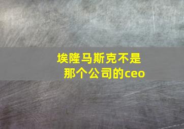 埃隆马斯克不是那个公司的ceo