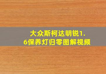 大众斯柯达明锐1.6保养灯归零图解视频