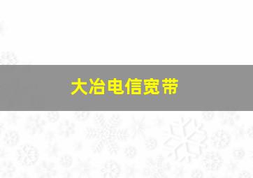 大冶电信宽带