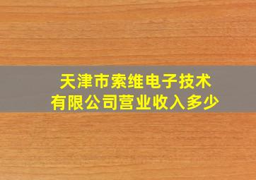 天津市索维电子技术有限公司营业收入多少