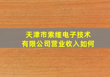 天津市索维电子技术有限公司营业收入如何