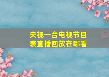 央视一台电视节目表直播回放在哪看