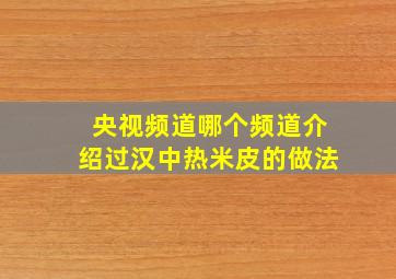 央视频道哪个频道介绍过汉中热米皮的做法