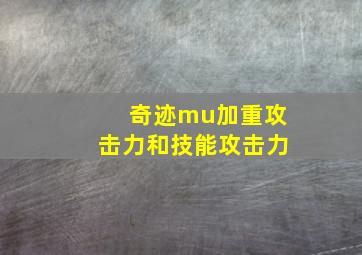 奇迹mu加重攻击力和技能攻击力