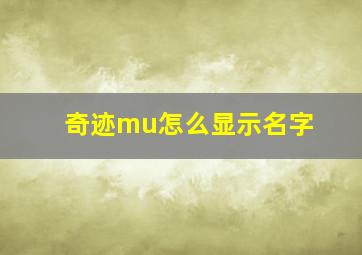 奇迹mu怎么显示名字