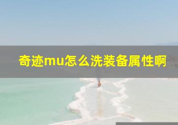 奇迹mu怎么洗装备属性啊