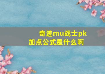 奇迹mu战士pk加点公式是什么啊