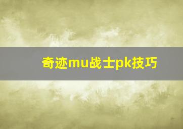 奇迹mu战士pk技巧