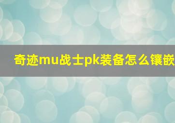 奇迹mu战士pk装备怎么镶嵌