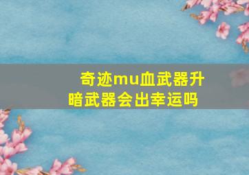 奇迹mu血武器升暗武器会出幸运吗