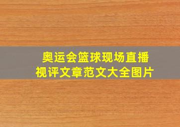 奥运会篮球现场直播视评文章范文大全图片