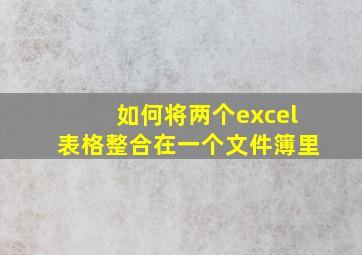 如何将两个excel表格整合在一个文件簿里