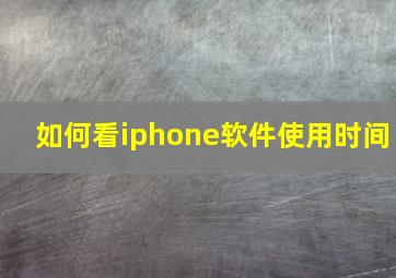 如何看iphone软件使用时间