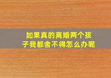 如果真的离婚两个孩子我都舍不得怎么办呢