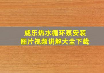 威乐热水循环泵安装图片视频讲解大全下载