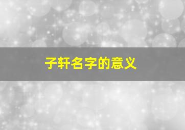 子轩名字的意义