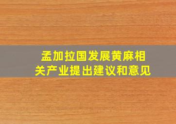 孟加拉国发展黄麻相关产业提出建议和意见