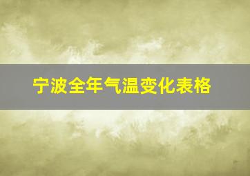 宁波全年气温变化表格