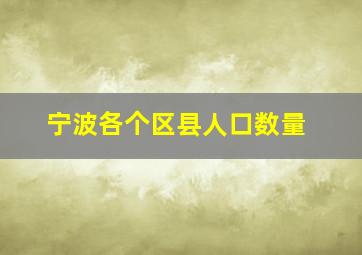 宁波各个区县人口数量