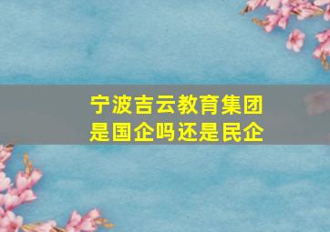 宁波吉云教育集团是国企吗还是民企