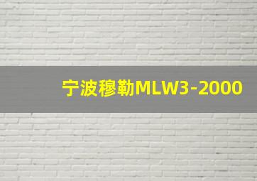 宁波穆勒MLW3-2000