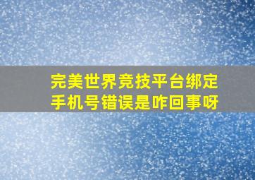 完美世界竞技平台绑定手机号错误是咋回事呀