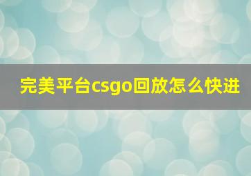 完美平台csgo回放怎么快进