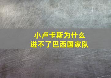 小卢卡斯为什么进不了巴西国家队