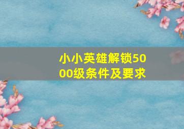 小小英雄解锁5000级条件及要求