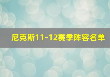 尼克斯11-12赛季阵容名单