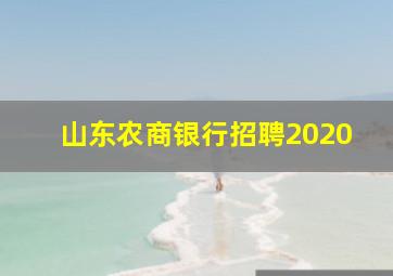 山东农商银行招聘2020